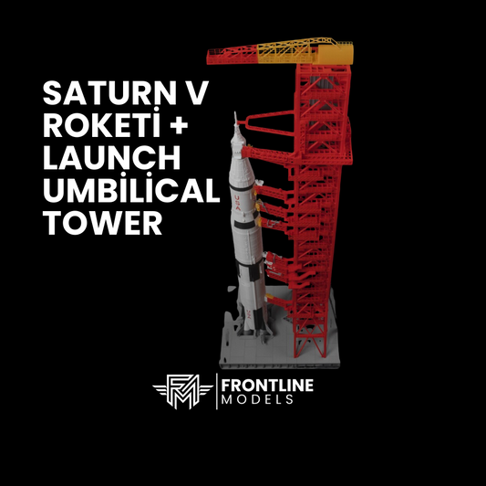 Saturn V Roketi + Launch Umbilical Tower (Fırlatma Kulesi) Seti - 1/110 Ölçek Dev Boy